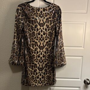 Leopard Print Sequin Dress